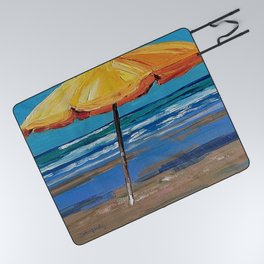 Yellow beach umbrella Picnic Blanket