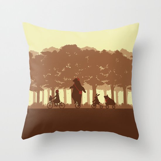 Biking with Friends Throw Pillow