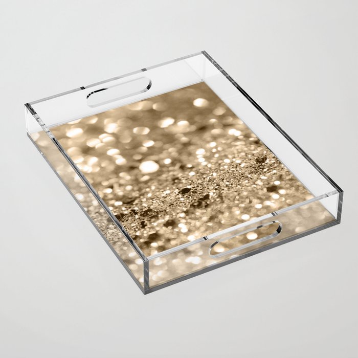 Glam Gold Lady Glitter #1 (Faux Glitter) #shiny #decor #art #society6 Acrylic Tray