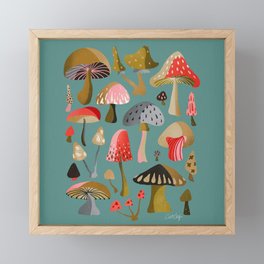 Mushroom Collection – Mint Framed Mini Art Print