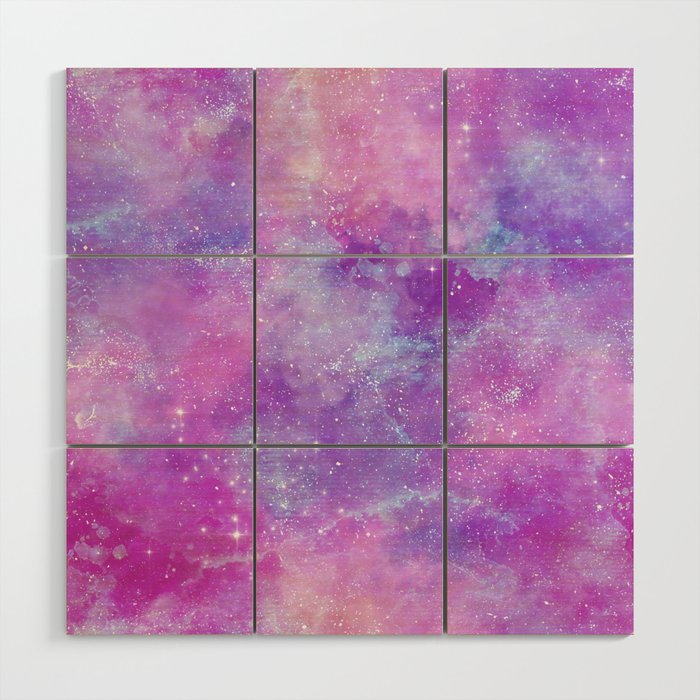 Purple Pink Galaxy Painting Wood Wall Art