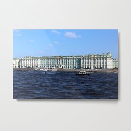 The facade of the Winter Palace. Embankment of the Neva River. Hermitage Museum. St. Petersburg. Metal Print