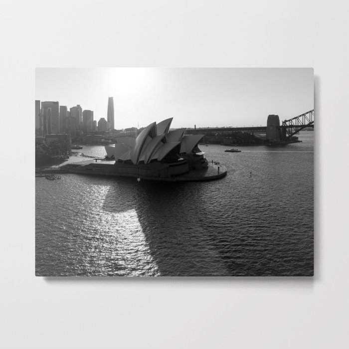 Sydney Opera House in Black and White Metal Print