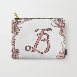 Letter B Rose Pink Initial Monogram - Letter b Carry-All Pouch