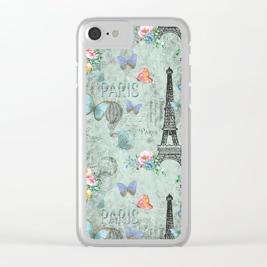 Paris - my love - France Eiffeltower Nostalgy- French Vintage on #Society6 Clear iPhone Case