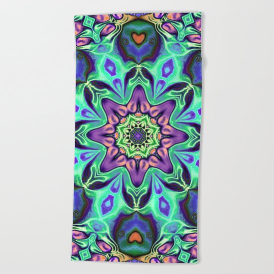 Turquoise Mandala Abstract Beach Towel