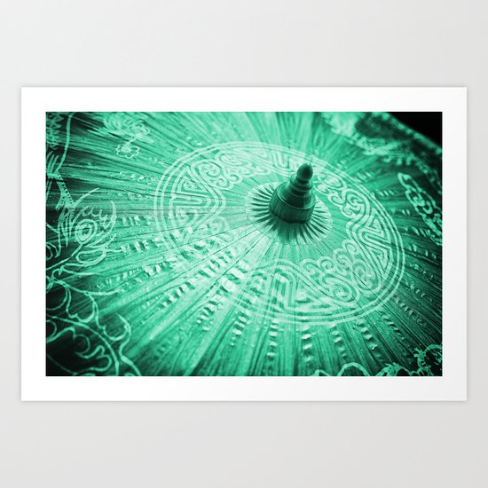 Jade Green Silk Chinese umbrella Art Print
