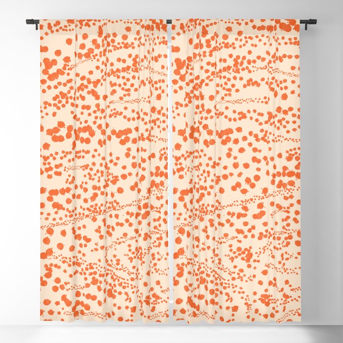 Strata - Organic Ink Blot Abstract in Orange Cream Blackout Curtain