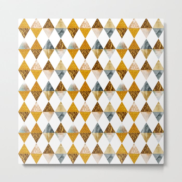 GRAPHIC PATTERN Funky triangles | golden Metal Print