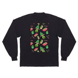Watermelon and Gnomes Gardening Pattern Long Sleeve T-shirt