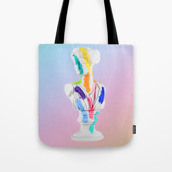 A Grecian Bust With Color Tests (Cotton Candy Gradient Edition) Tote Bag