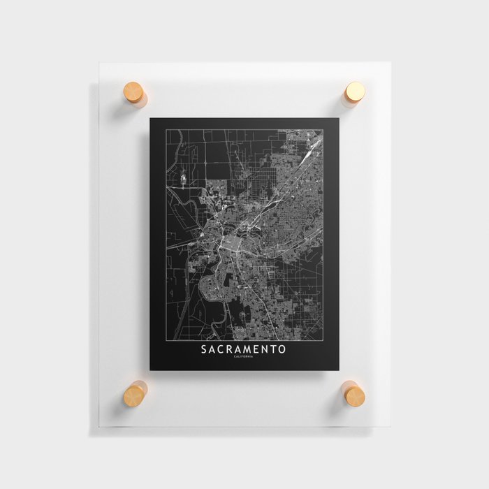 Sacramento Black Map Floating Acrylic Print