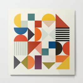 mid century retro shapes geometric Metal Print | Curated, Digital, Pattern, Art, Abstract, Graphicdesign, Vividcolor, Modern, Home, Geometry 