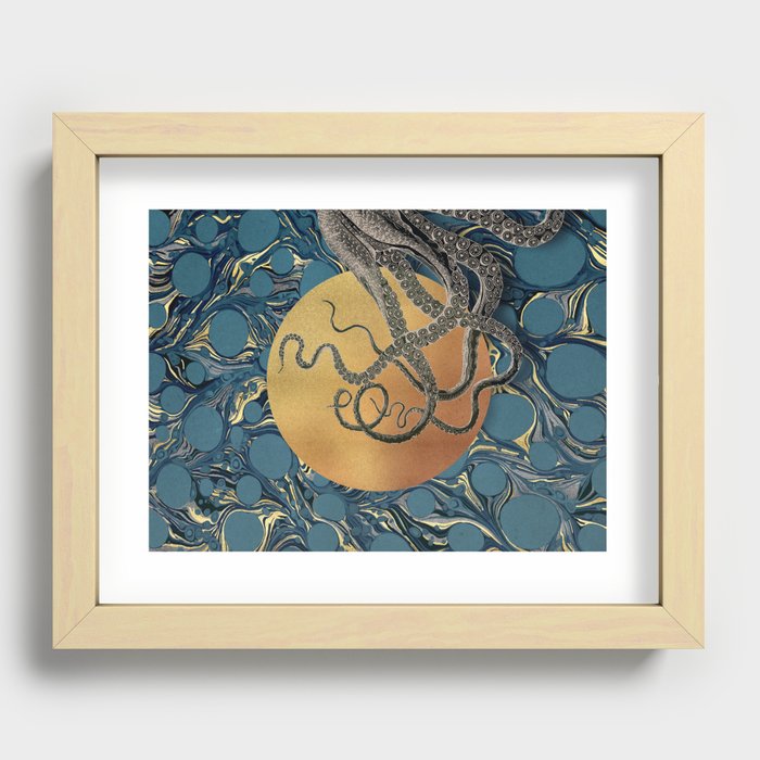 Gold Marble Octopus Recessed Framed Print