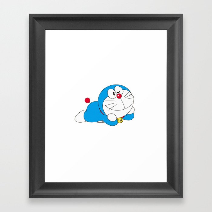 Doraemon Throw Pillow Framed Art Print
