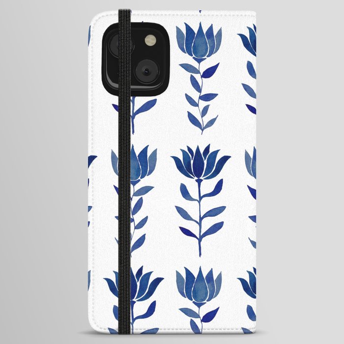 Indian Floral Motif - Indigo iPhone Wallet Case