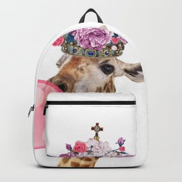 Giraffe in crown of flowers Backpack