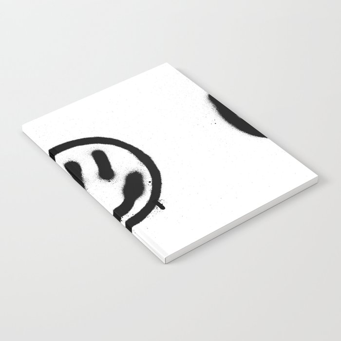 graffiti smiling face emoticon in black on white Notebook