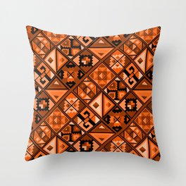 Folk Abstract Geometric Pattern - Rust Burnt Orange Throw Pillow
