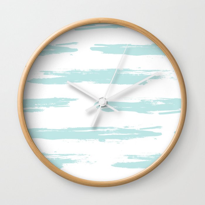 Swipe Stripe Succulent Blue and White Wall Clock