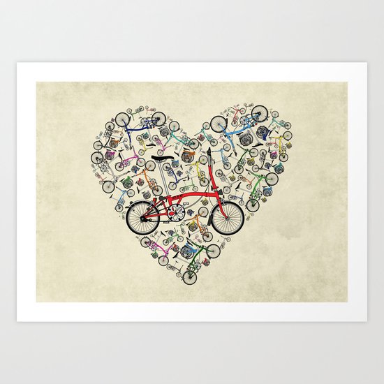 I Love Brompton Bikes Art Print