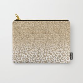 Trendy Gold Glitter and Leopard Print Gradient Design Carry-All Pouch