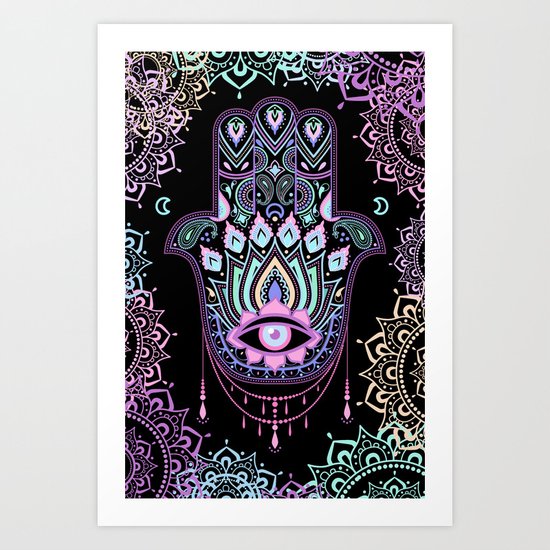 Pastel Hamsa amulet Art Print