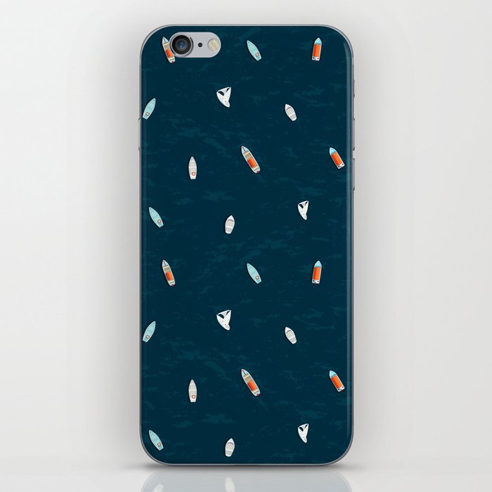 Small boats on blue iPhone Skin