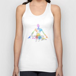  yoga pose rainbow watercolor splash Unisex Tank Top