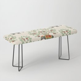 Chinoiserie Indian Elephant & Monkey Exotic Floral Bench