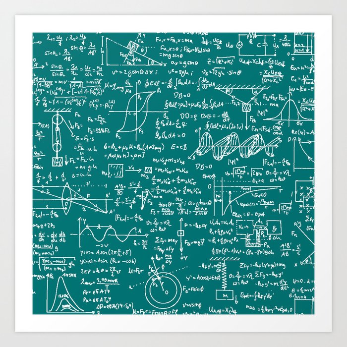 Physics Equations // Teal Art Print by Thin Line Studio | Society6