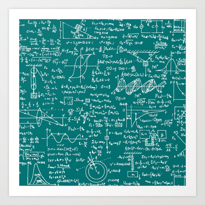 Physics Equations // Teal Art Print