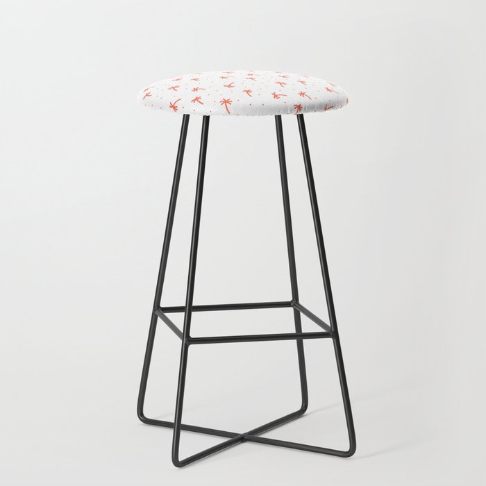 Coral Doodle Palm Tree Pattern Bar Stool