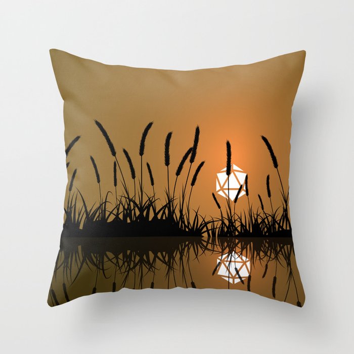 Marshland Swamp Sunset D20 Dice Sun Tabletop RPG Landscapes Throw Pillow
