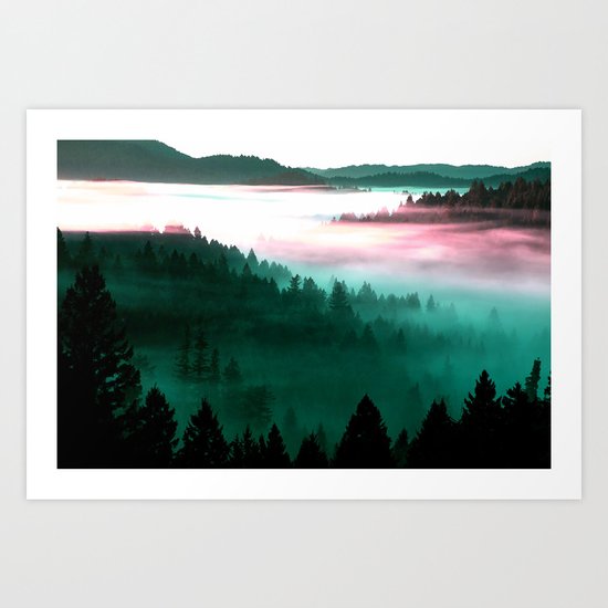 Misty Mountains Morning : Magenta Mauve Teal Art Print