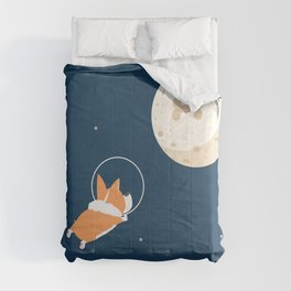 Fly to the moon _ navy blue version Comforter