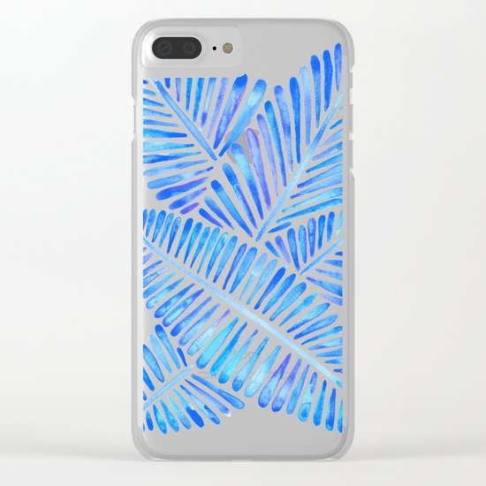 Tropical Banana Leaves – Blue Palette Clear iPhone Case