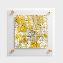 Akron USA - Yellow City Map Floating Acrylic Print