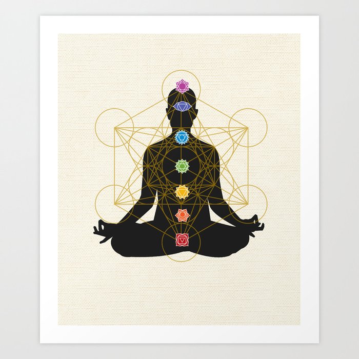 Sacred Geometry Metatron's Cube Chakra Meditation Art Print