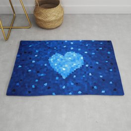 Winter Blue Crystallized Abstract Heart Rug