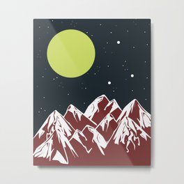 galactic mountains Metal Print | Moon, Fashion, Space, Mountains, Sun, Galactic, Popart, Nature, Stras, Yellow 
