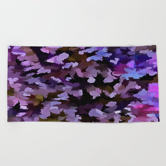 Foliage Abstract In Blue, Pink and Sienna Beach Towel