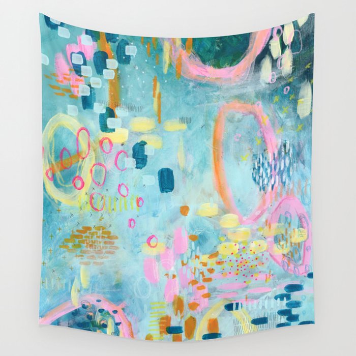 Abstract intuitive blue Wall Tapestry