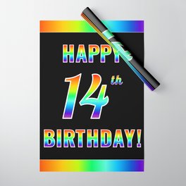 [ Thumbnail: Fun, Colorful, Rainbow Spectrum “HAPPY 14th BIRTHDAY!” Wrapping Paper ]