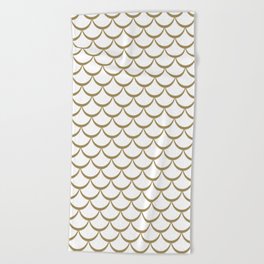 Gold and White Mermaid Scales Beach Towel