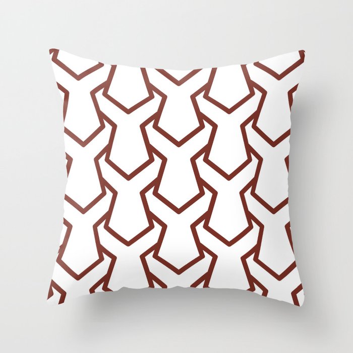 Red and White Tessellation Line Pattern 11 - Farrow and Ball 2022 Popular Color Incarnadine 248 Throw Pillow