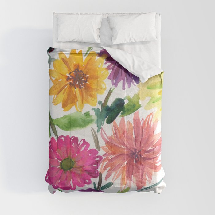 dahlias and chrysanthemums Comforter
