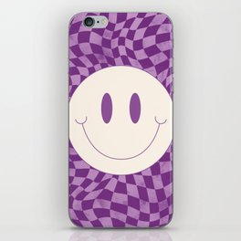 Warp checked smiley in purple iPhone Skin