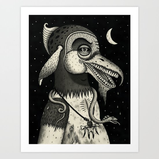 Bearded Fowl with Ambiguous Intentions Art Print
