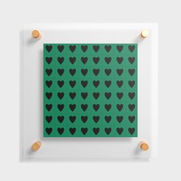 Teal black hearts pattern Floating Acrylic Print
